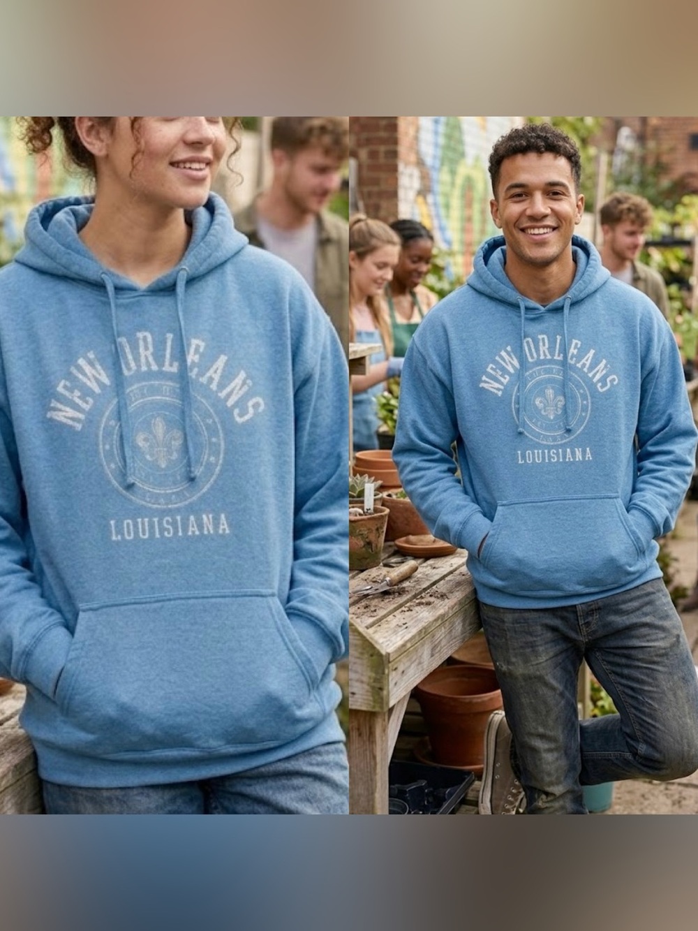 NOLA New Orleans Louisiana 1718 Fleur De Lis Big Easy Blue Sweatshirt Hoodie 2XL